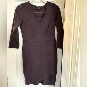 Abbeline Suede Wrap Dress in Charcoal